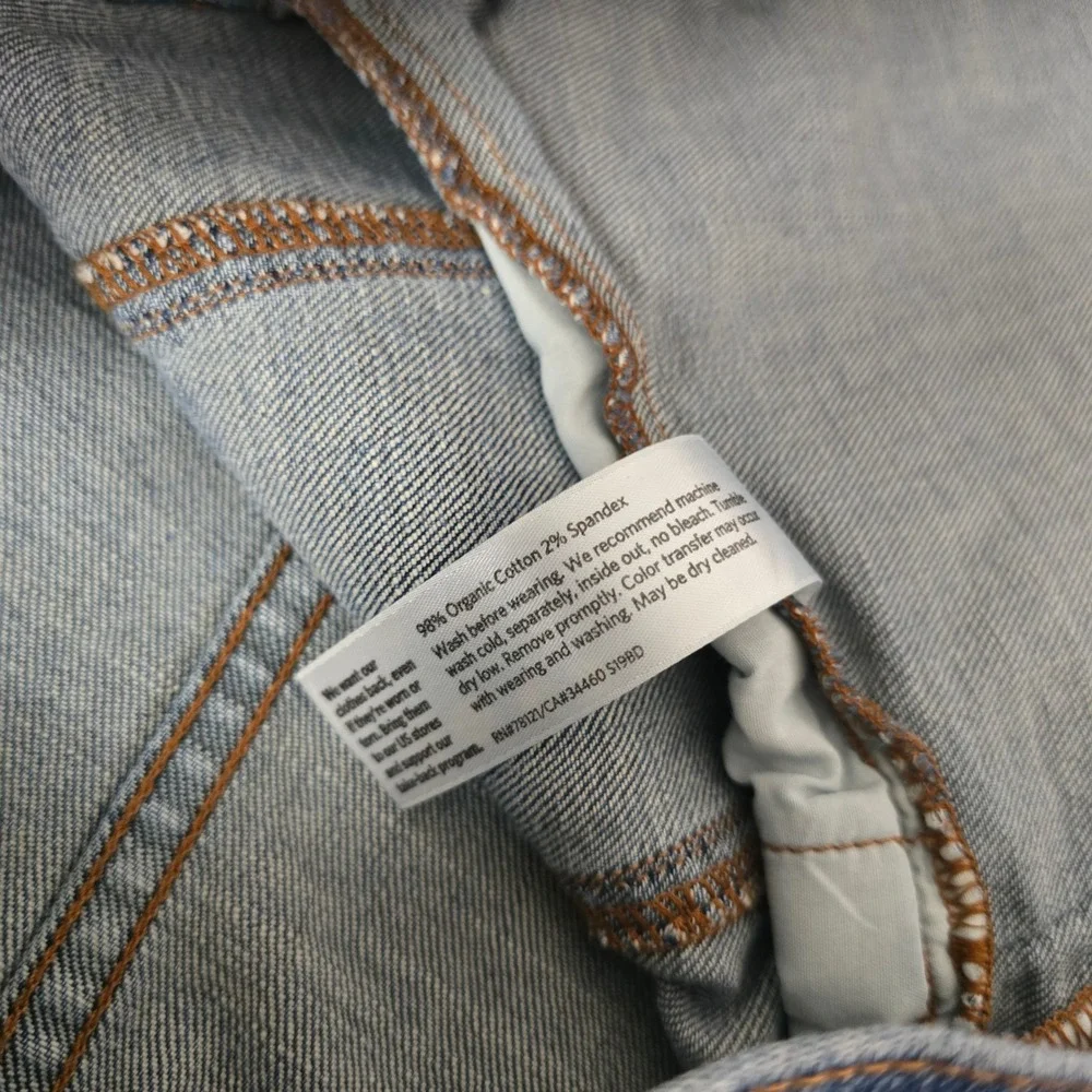 Eileen Fisher Organic Cotton Denim Jacket Medium Wash Blue Button Front‎ M/L